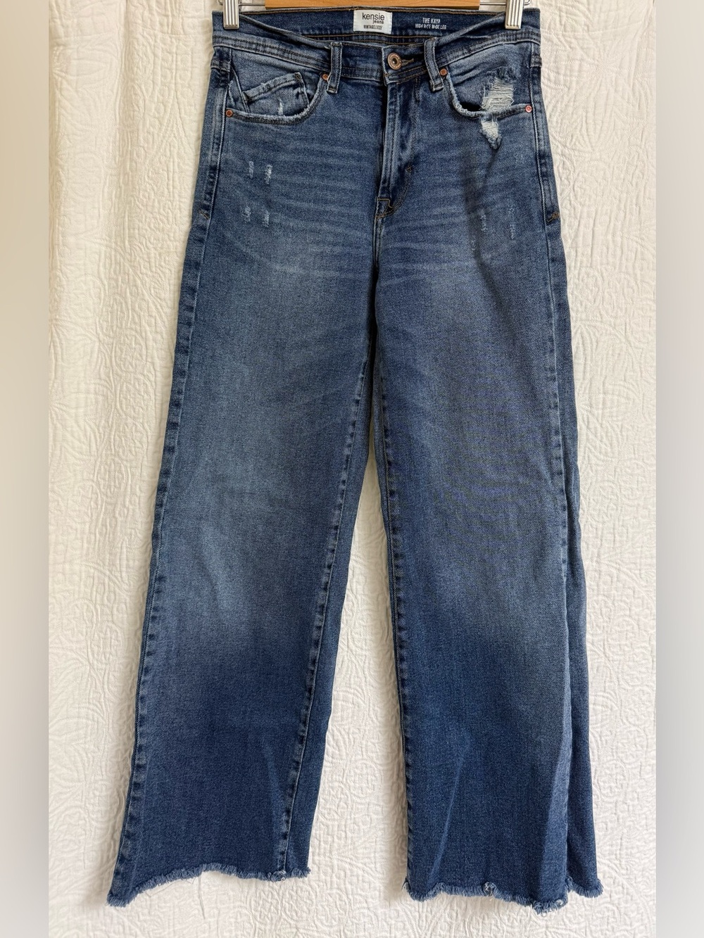 Kensie Kaya High Rise Wide Leg Vintage Luxe Denim Jeans Stretch EUC Like New 4